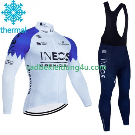 Set Langarmtrikot + Trägerhose Lange Winter Thermal Fleece Ineos Grenadier 2023 Blanc